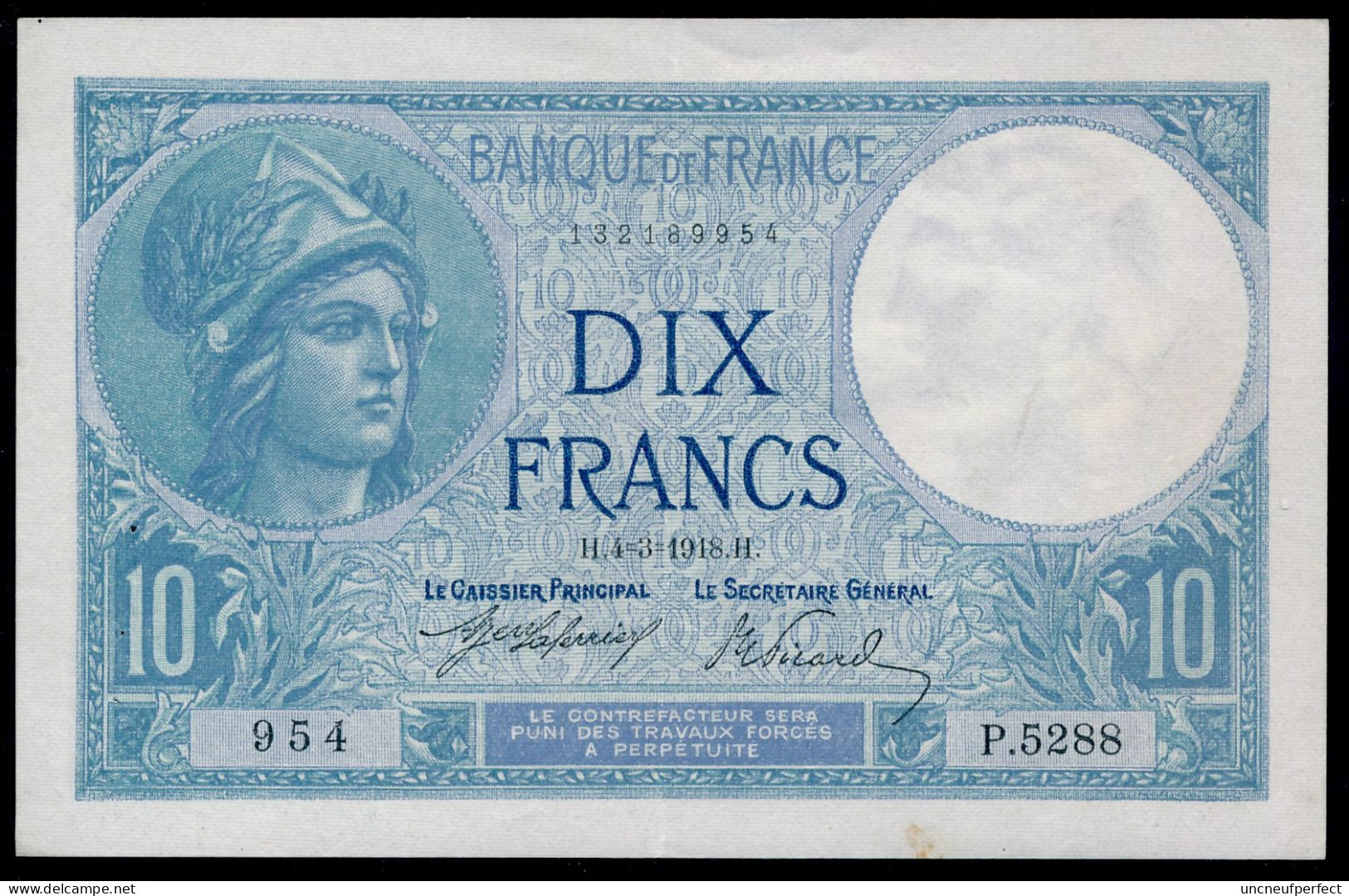 10 Francs 1918 Fay- F.06-03 SUP+ SPL / XF+ AUNC - 10 F 1916-1942 ''Minerve''