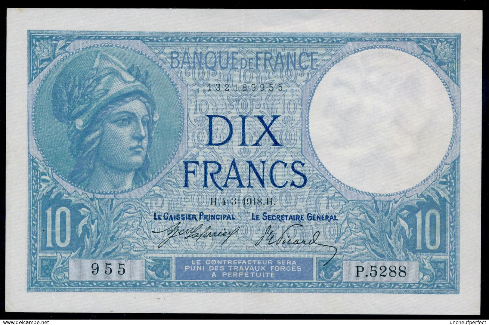10 Francs 1918 Fay- F.06-03 SUP+ SPL / XF+ AUNC - 10 F 1916-1942 ''Minerve''