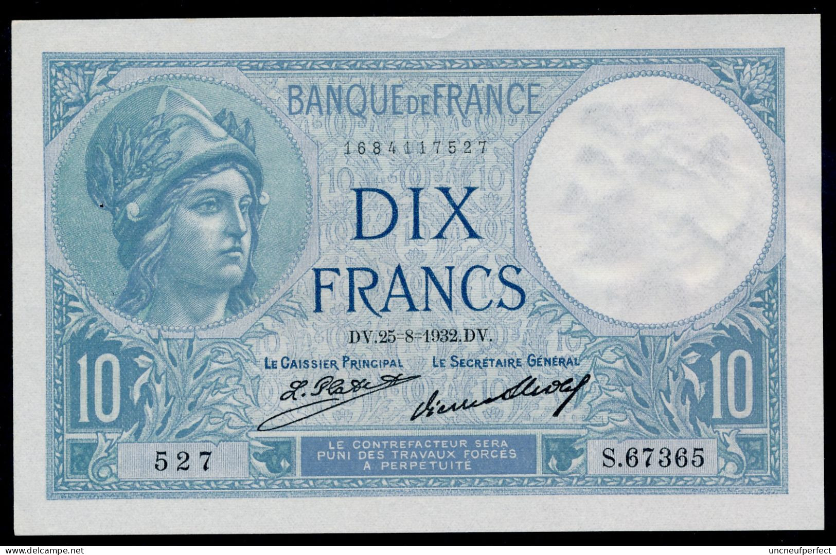10 Francs 1932 Fay- F.06-16  SUP + SPL - 10 F 1916-1942 ''Minerve''