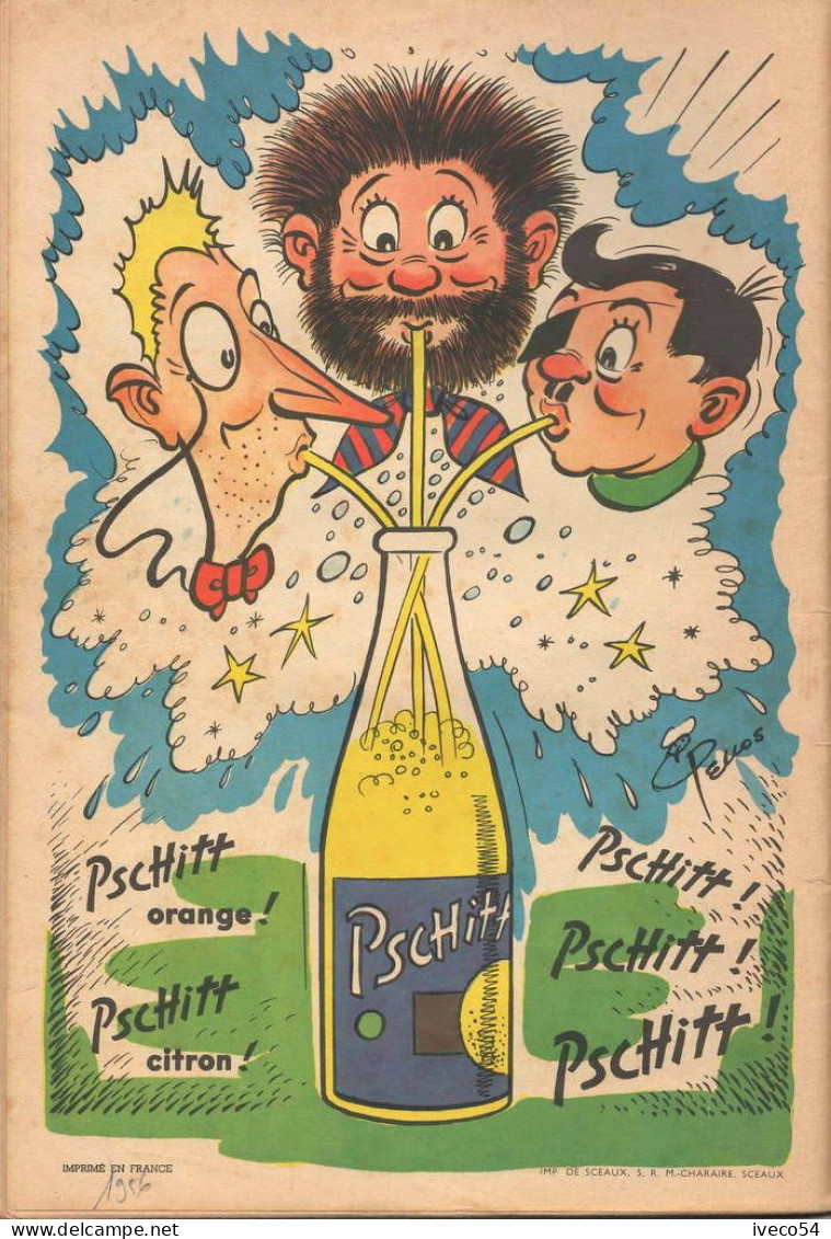 1956  " Hercule Malabar Disparait  " No 3   Pub Pieds Nickelés " Pschitt " - Jeunesse Illustrée, La