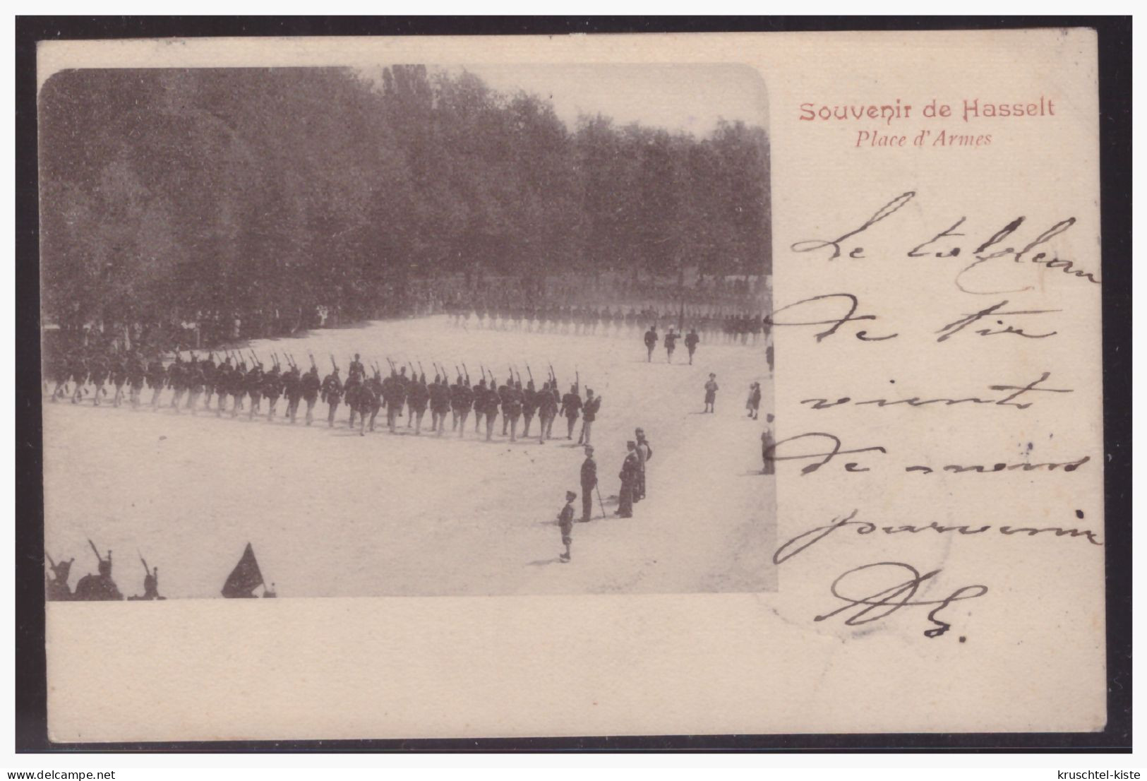 AK (004158) Belgien Souvenir De Hasselt, Place D`Armes, Gelaufen - Hasselt