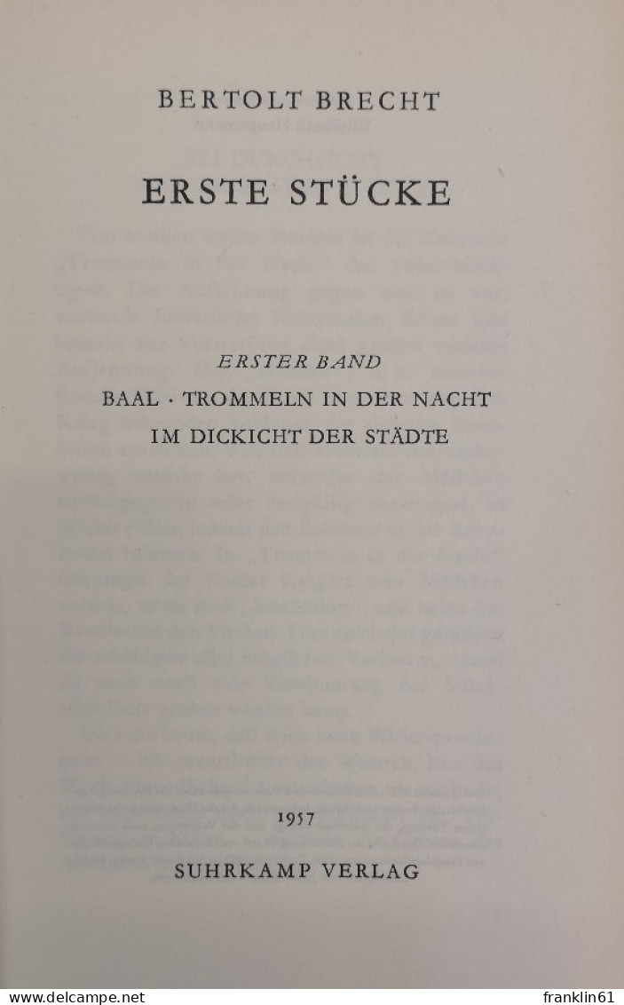 Bertolt Brecht. Stücke In 12 Bänden. - Poésie & Essais