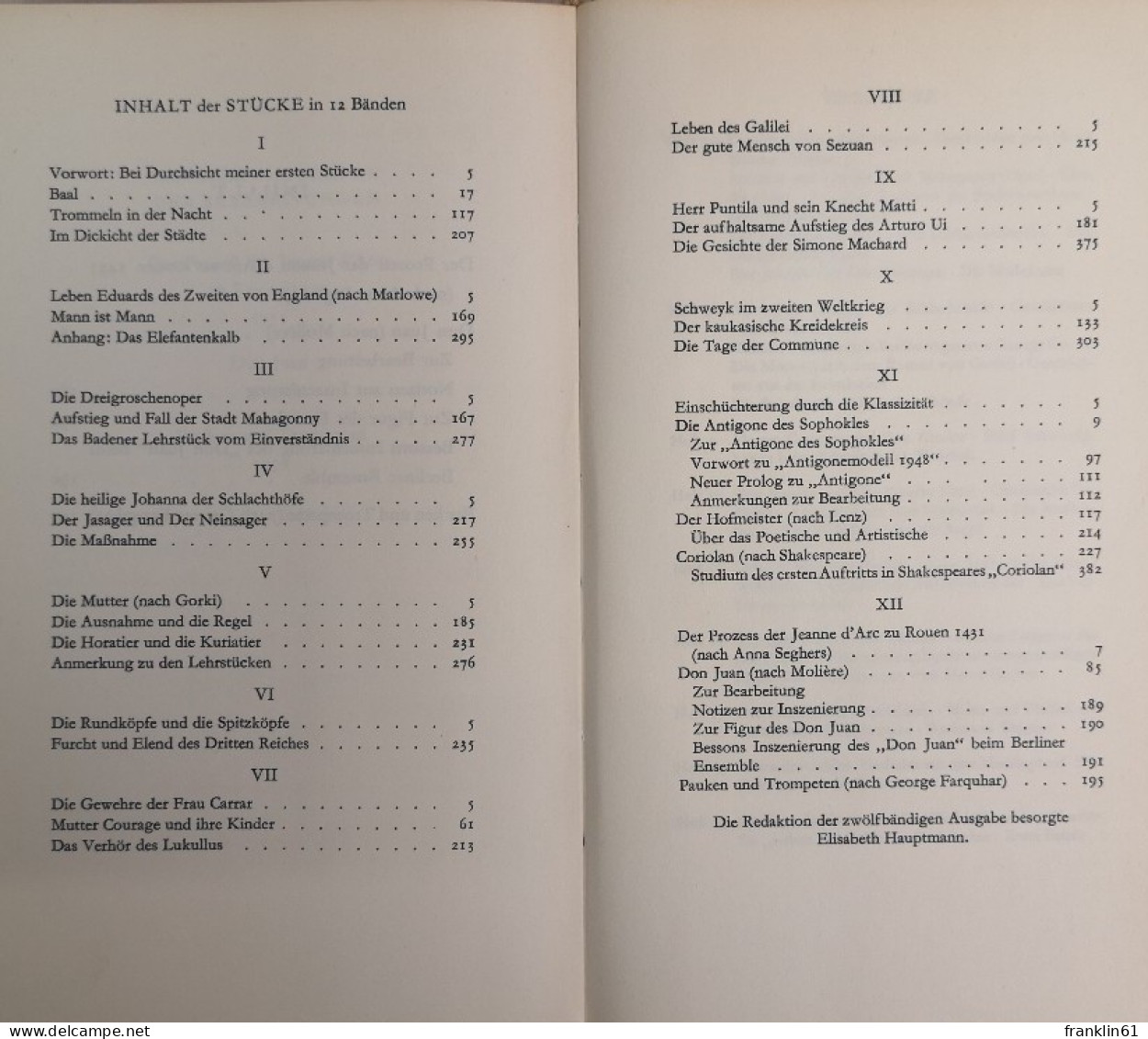 Bertolt Brecht. Stücke In 12 Bänden. - Poems & Essays