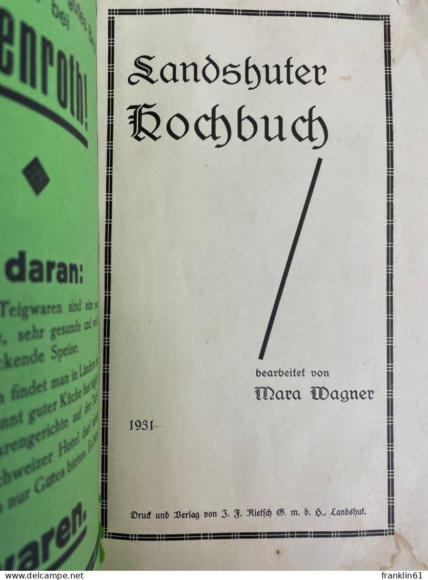 Landshuter Kochbuch. - Manger & Boire