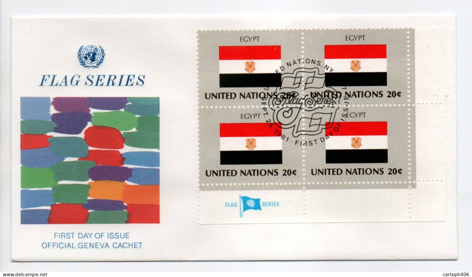 - FDC UNITED NATIONS 25.9.1981 - DRAPEAUX / FLAG EGYPT - - Briefe