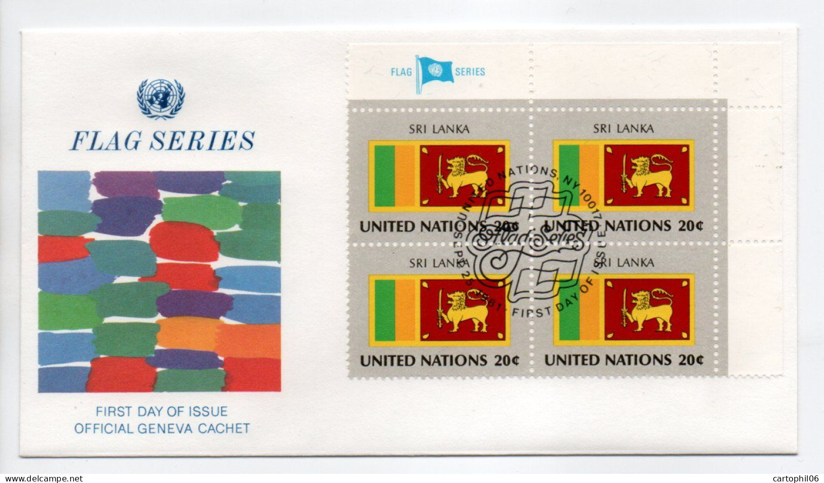 - FDC UNITED NATIONS 25.9.1981 - DRAPEAUX / FLAG SRI LANKA - - Enveloppes