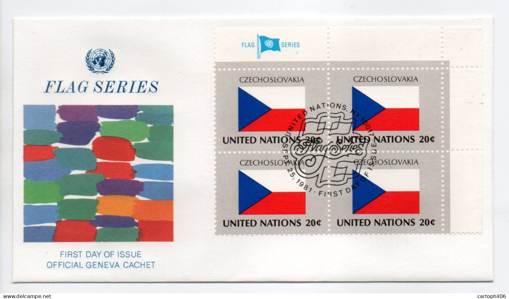 - FDC UNITED NATIONS 25.9.1981 - DRAPEAUX / FLAG CZECHOSLOVAKIA - - Enveloppes