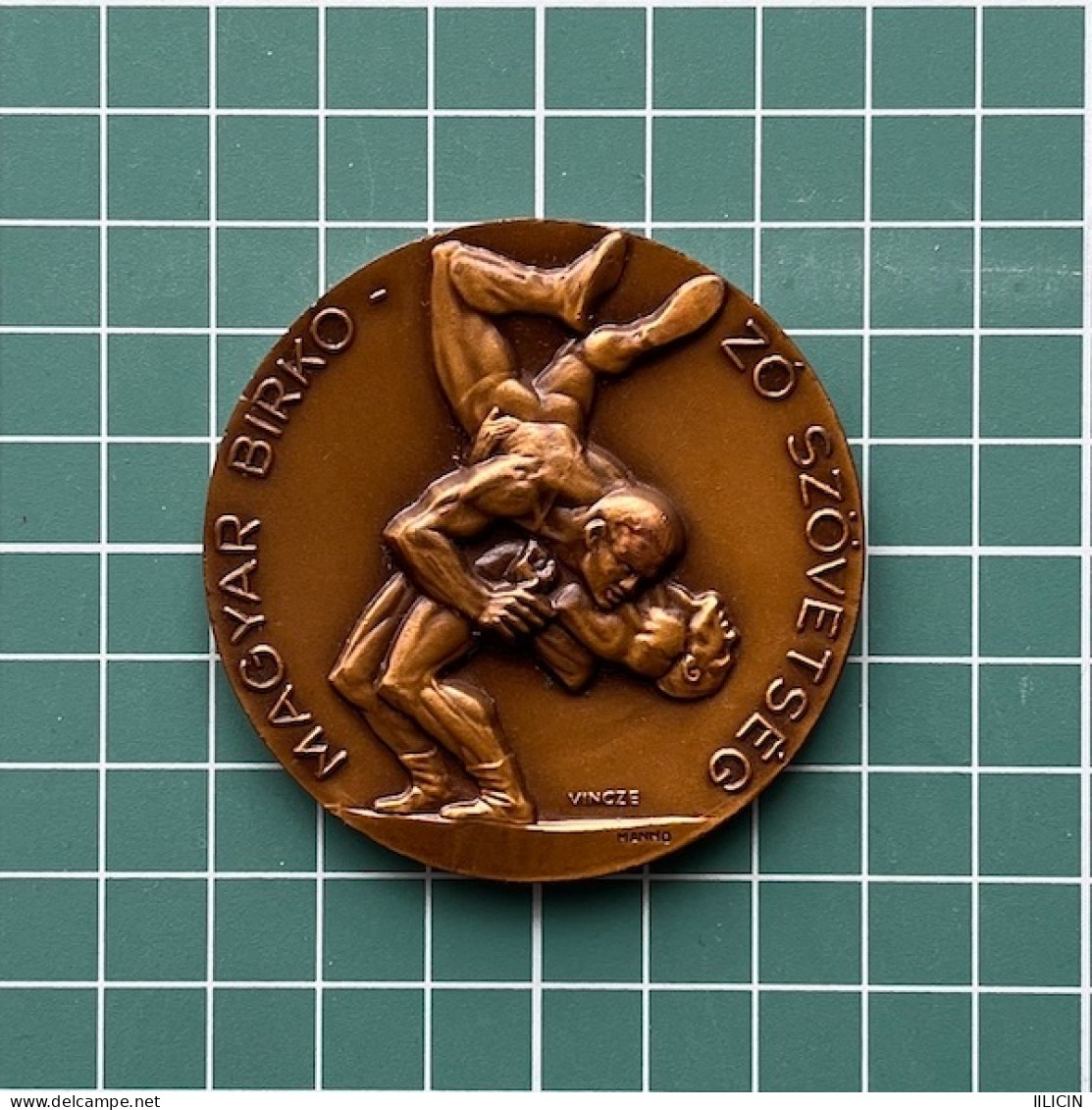 Medal Plaque Plakette PL000214 - Hungary Wrestling Association 1980 Paul Vincze - Andere & Zonder Classificatie