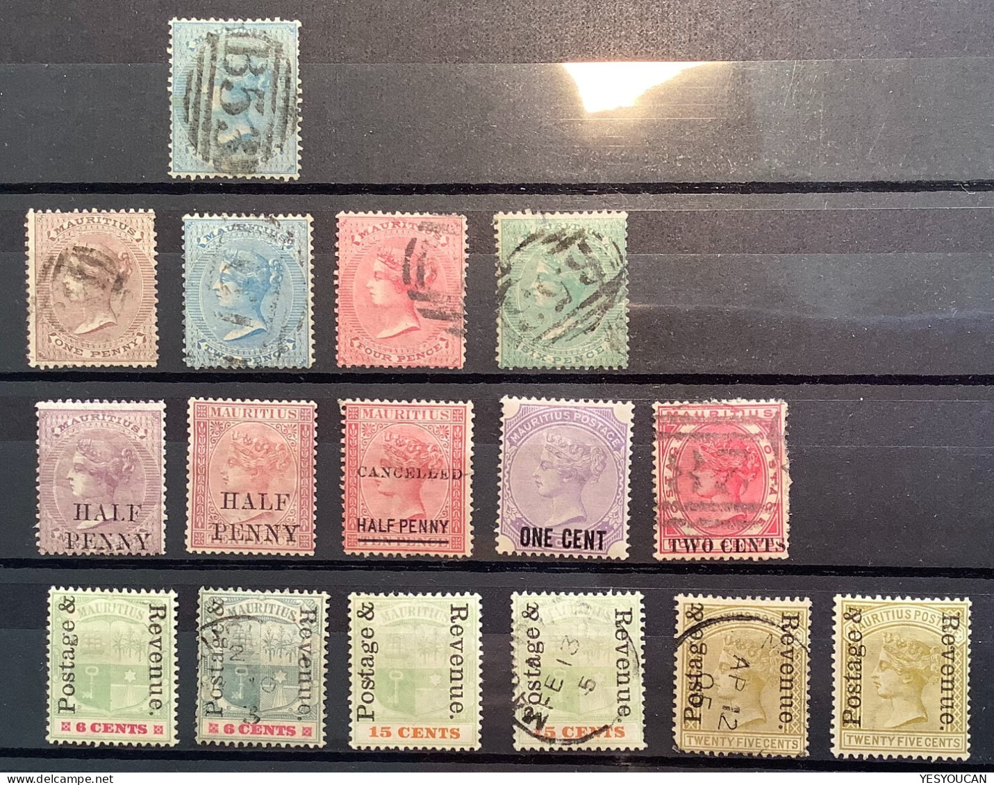 Mauritius 1860-1902 Lot Of 16 Stamps Queen Victoria Used And Unused (Colonies Anglaises Ile Maurice Blaue Mauritius - Mauritius (...-1967)