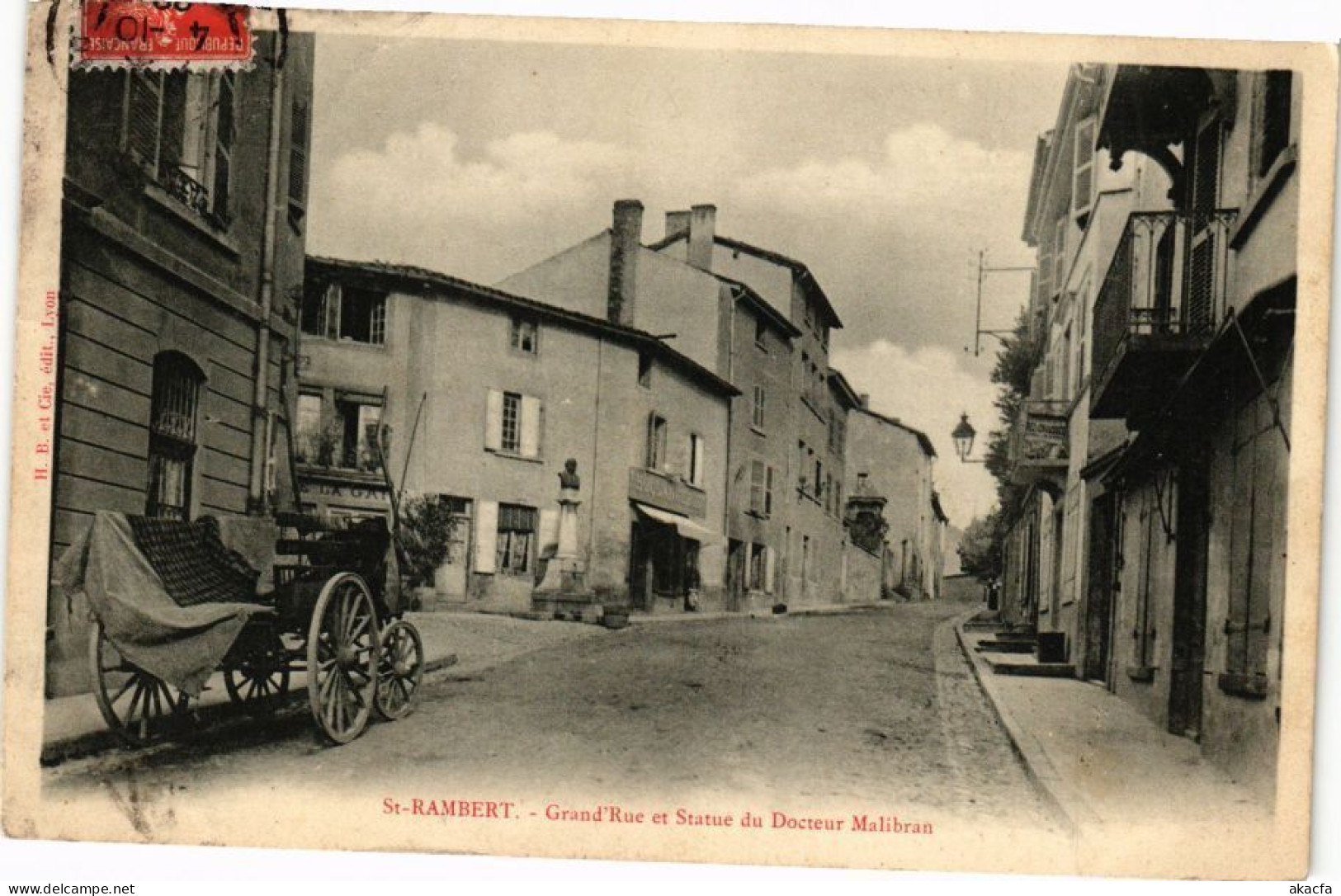 CPA St-RAMBERT - Grand'Rue Et Statue Du Docteur Malibran (225985) - Saint Just Saint Rambert