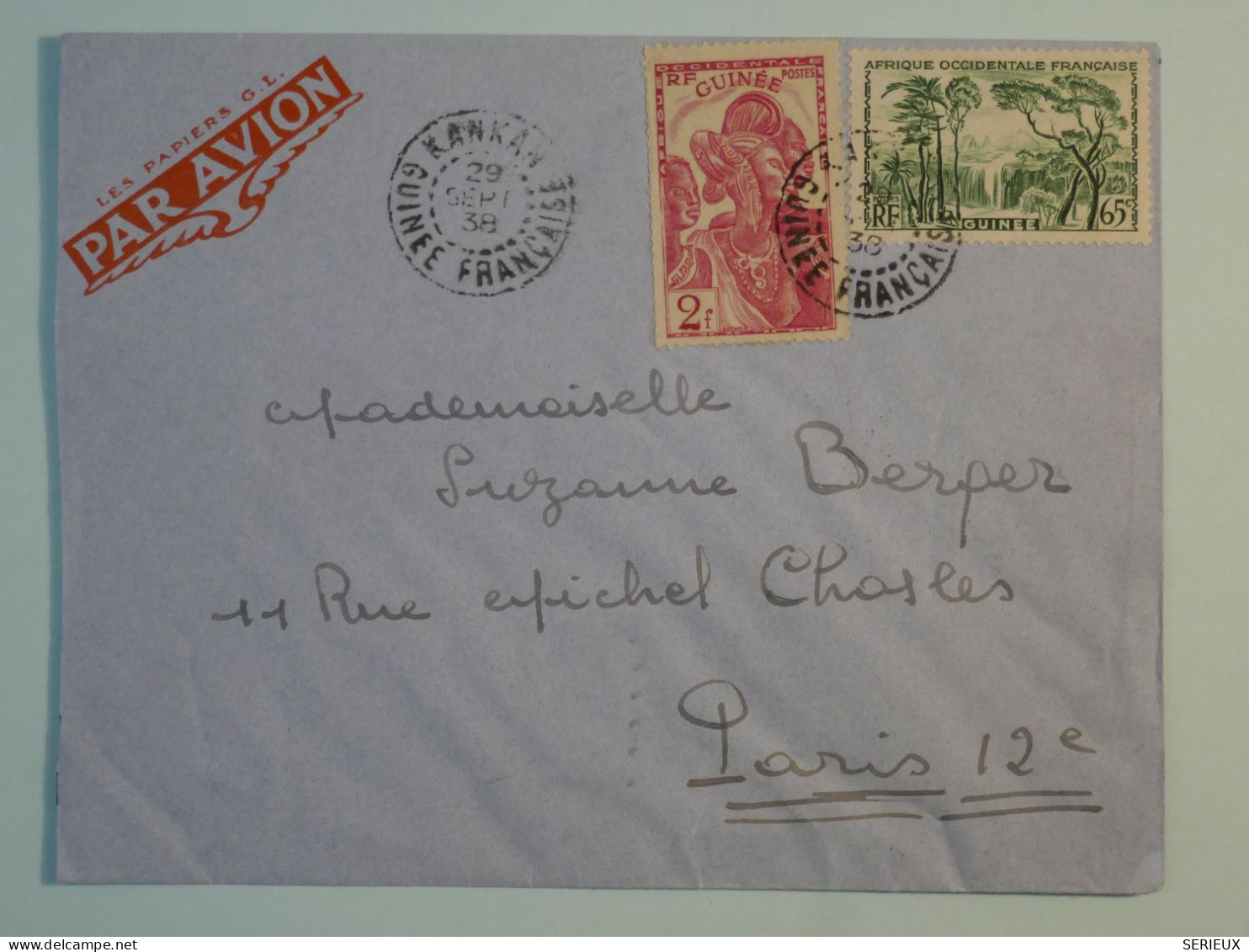 BS6  GUINEE  BELLE LETTRE RR 1948 PETIT BUREAU KANKAN   A PARIS    FRANCE + +AEROPHILATELIE+ AFF. PLAISANT+++ - Covers & Documents