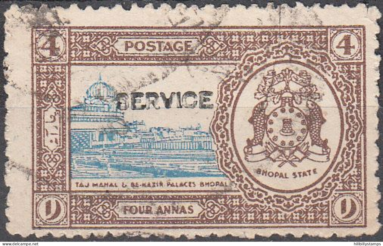 INDIA-BHOPAL  SCOTT NO 039  USED YEAR  1938 - Bhopal