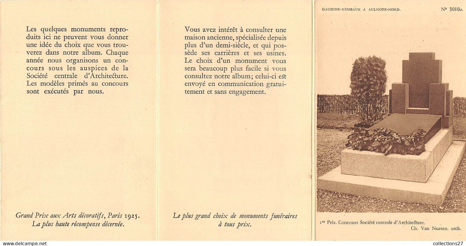 59-AULNOYE- DEPLIANT STE GRANITIERE DU NARD - GAUDIER-REMBAUX - MONUMENTS FUNERAIRES - Andere & Zonder Classificatie