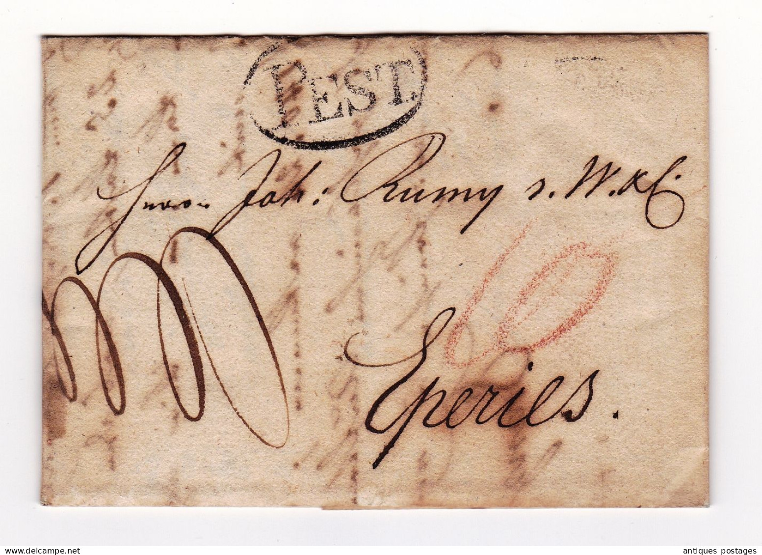 Lettre 1823 Pest Franz Mayr Eperies Hungary Hongrie Magyarország Prešov Eperjes Slovakia Königreich Ungarn - ...-1867 Préphilatélie