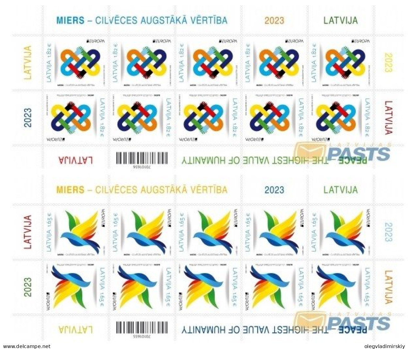 Latvia Lettland 2023 Europa CEPT Peace Set Of 2 Sheetlets Mint - 2023