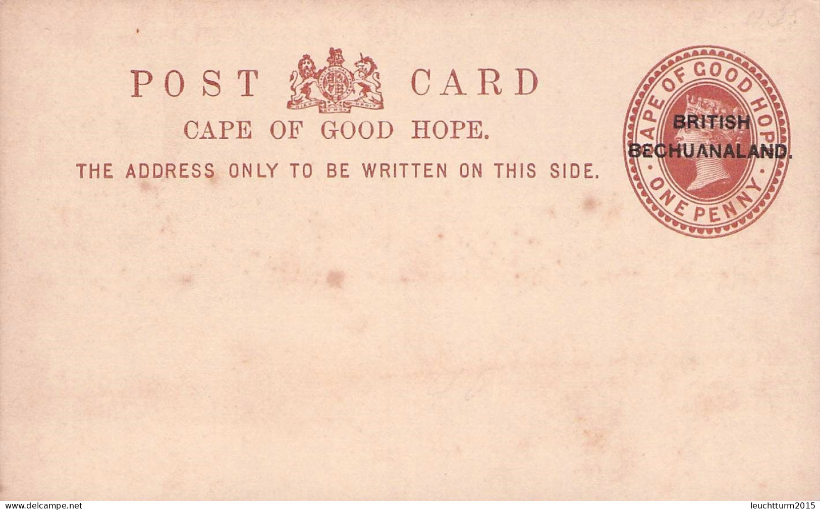BRITISH BECHUANALAND - POSTCARD ONE PENNY Unc /ZL469 - 1885-1895 Crown Colony