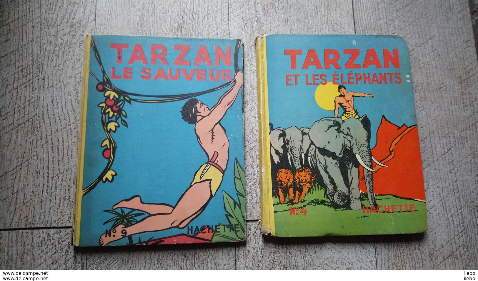 Lot 2 Livres Tarzan Le Sauveur N°4 1947  Les éléphants N°9 1938 Edgar Rice Burroughs Hachette - Tarzan