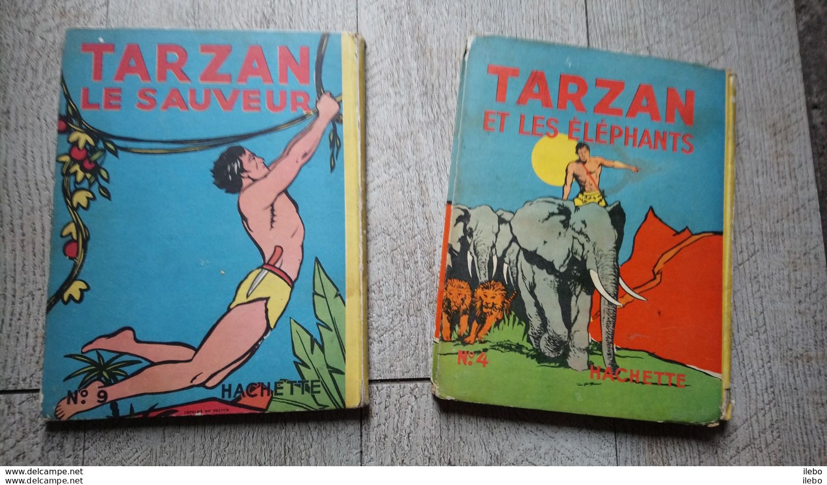 Lot 2 Livres Tarzan Le Sauveur N°4 1947  Les éléphants N°9 1938 Edgar Rice Burroughs Hachette - Tarzan