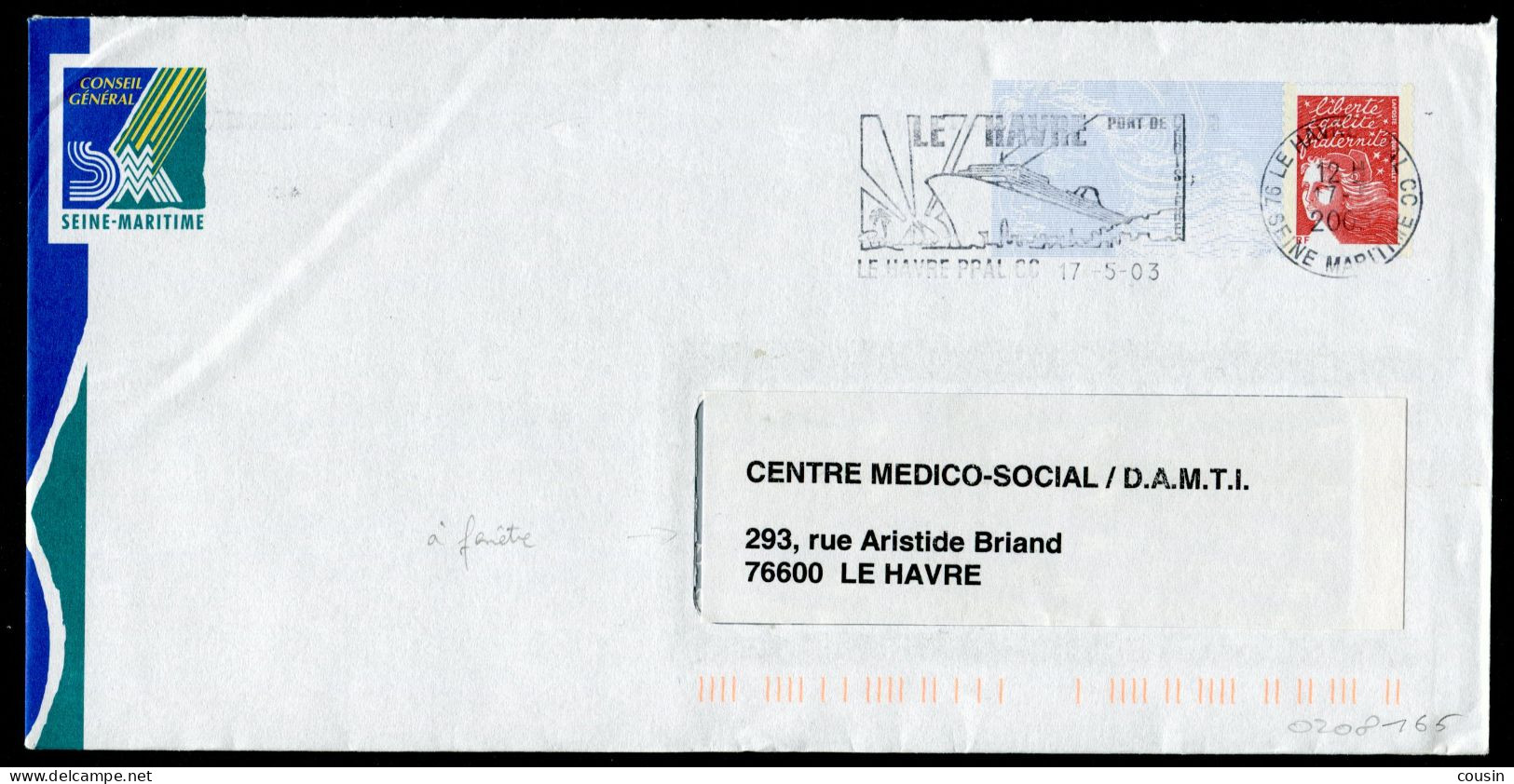 CONSEIL GENÉRAL DU 76   20g  Luquet RF  à Fenêtre   0208165 - Prêts-à-poster:Stamped On Demand & Semi-official Overprinting (1995-...)