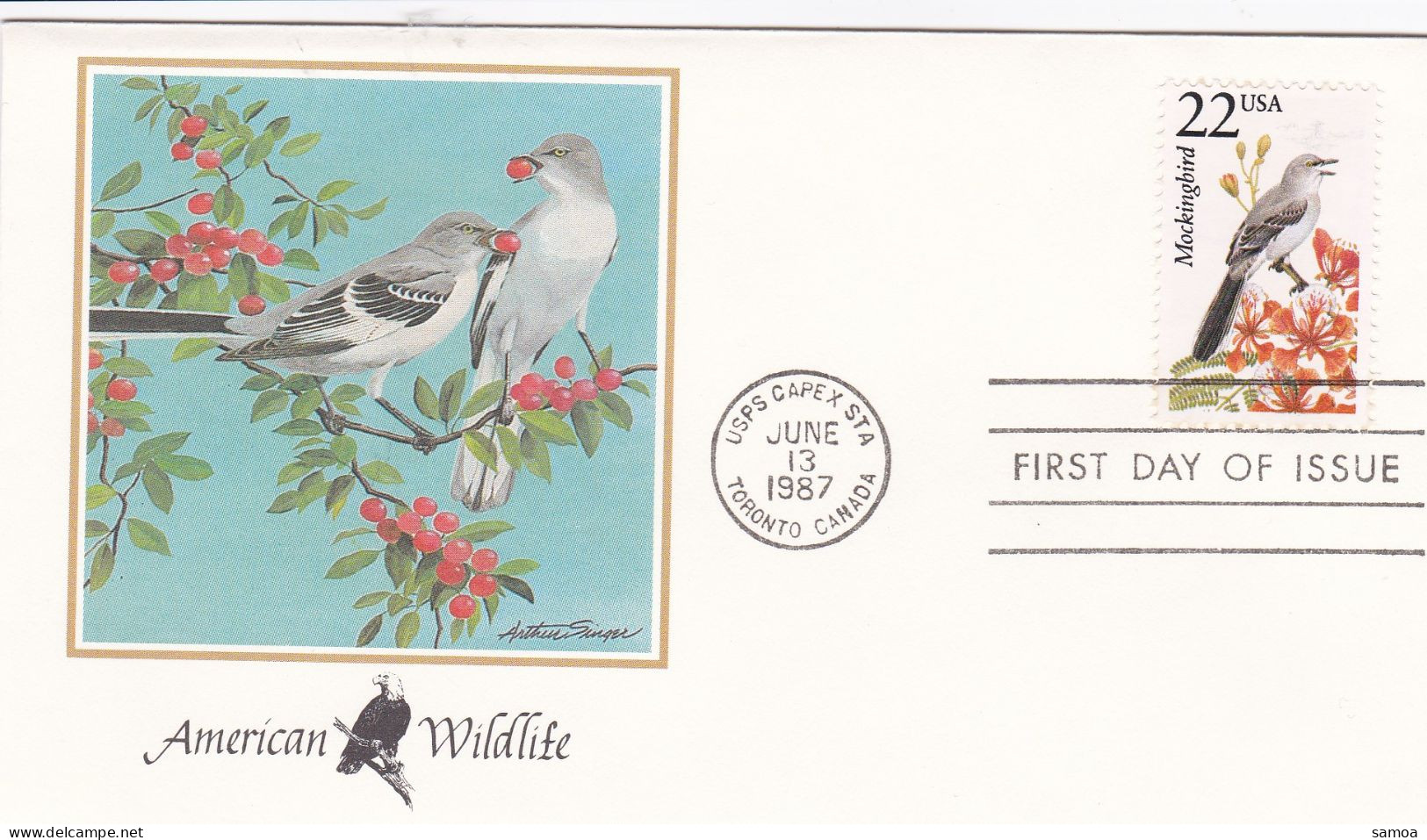 États-Unis FDC 1987 1762 Oiseaux Moqueur Polyglotte - 1981-1990