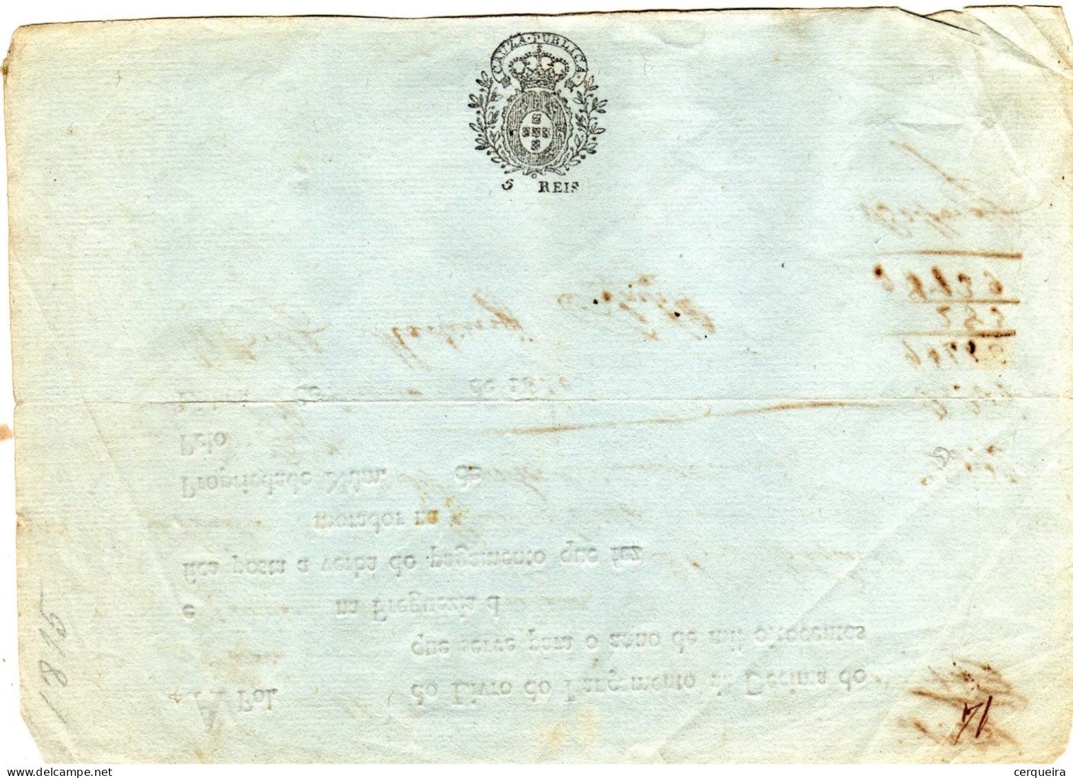 LANÇAMENTO DE DECIMA  1815 COM SELO IMPRESSO DE  5 REIS - Briefe U. Dokumente