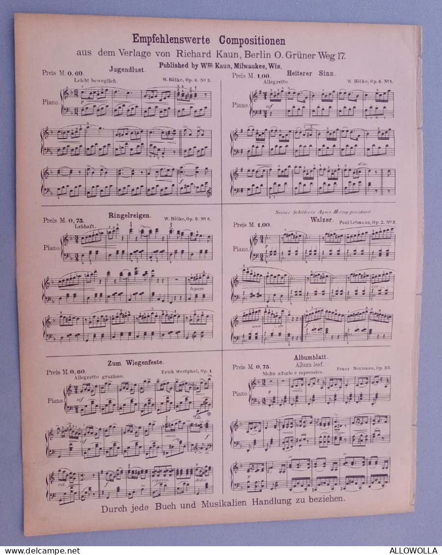 20379 "VEILCHEN-MELODISCHES TONSTÜCK-DEUTSCHE MUSIKALISCHE PARTITUR MIT LITHOGR.-1875-1890--33X26 Cm. UM" - Scores & Partitions