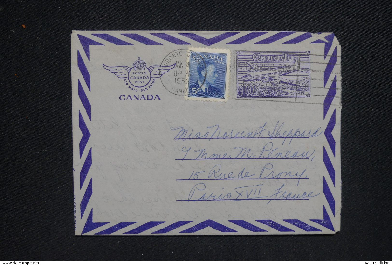 CANADA - Aérogramme De Toronto Pour Paris En 1953  - L 143548 - 1903-1954 Kings