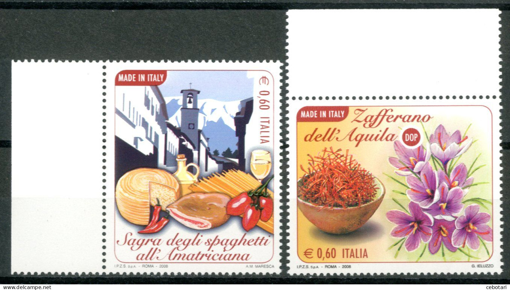 ITALIA / ITALY 2008** - Made In Italy - "Spaghetti All' Amatriciana E Zafferano Dell'Aquila" - 2 Val. MNH. - Alimentation