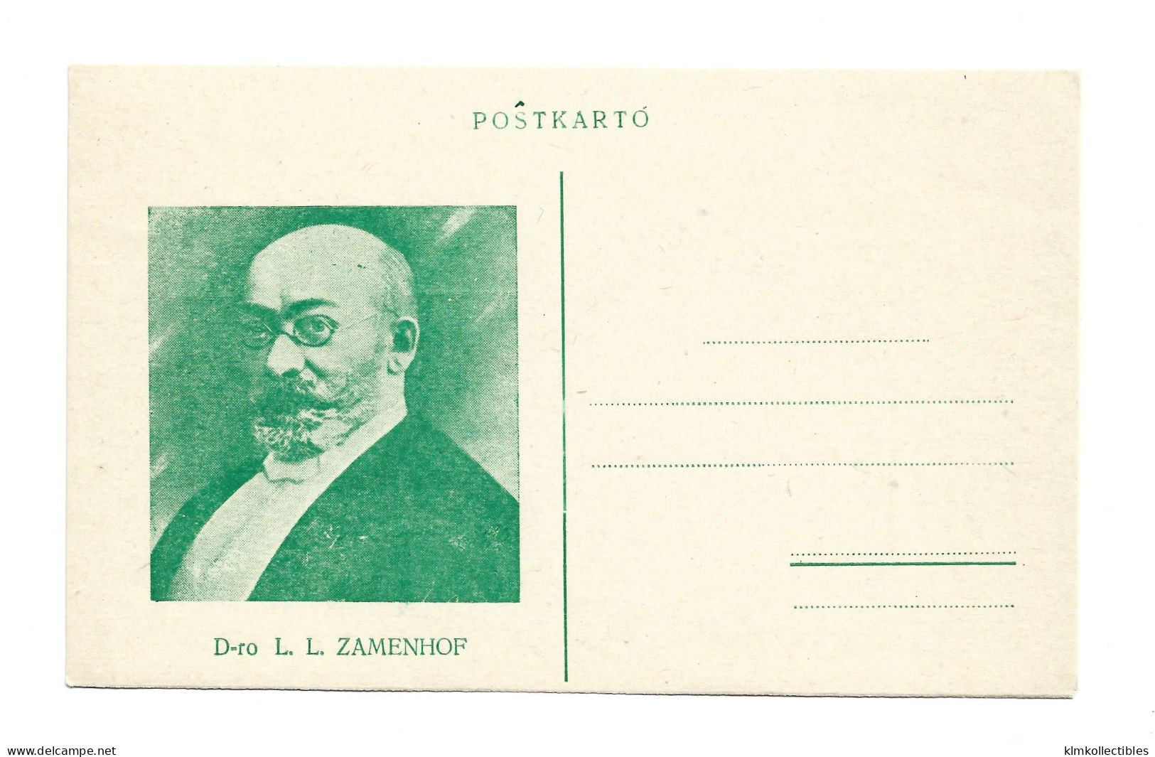 ESPERANTO UNUSED PC POSTCARD - L ZAMENHOF - Esperanto