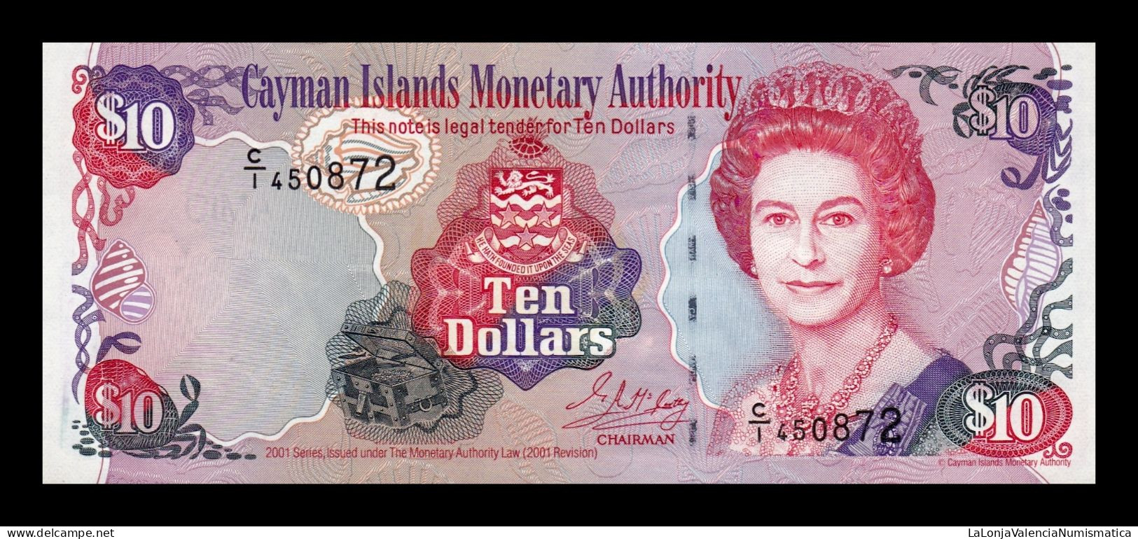 Islas Caimán Cayman 10 Dollars Elizabeth II 2001 Pick 28 Sc Unc - Cayman Islands