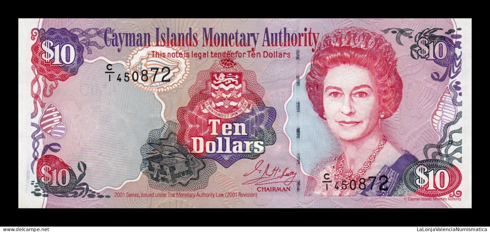 Islas Caimán Cayman 10 Dollars Elizabeth II 2001 Pick 28 Sc Unc - Kaimaninseln