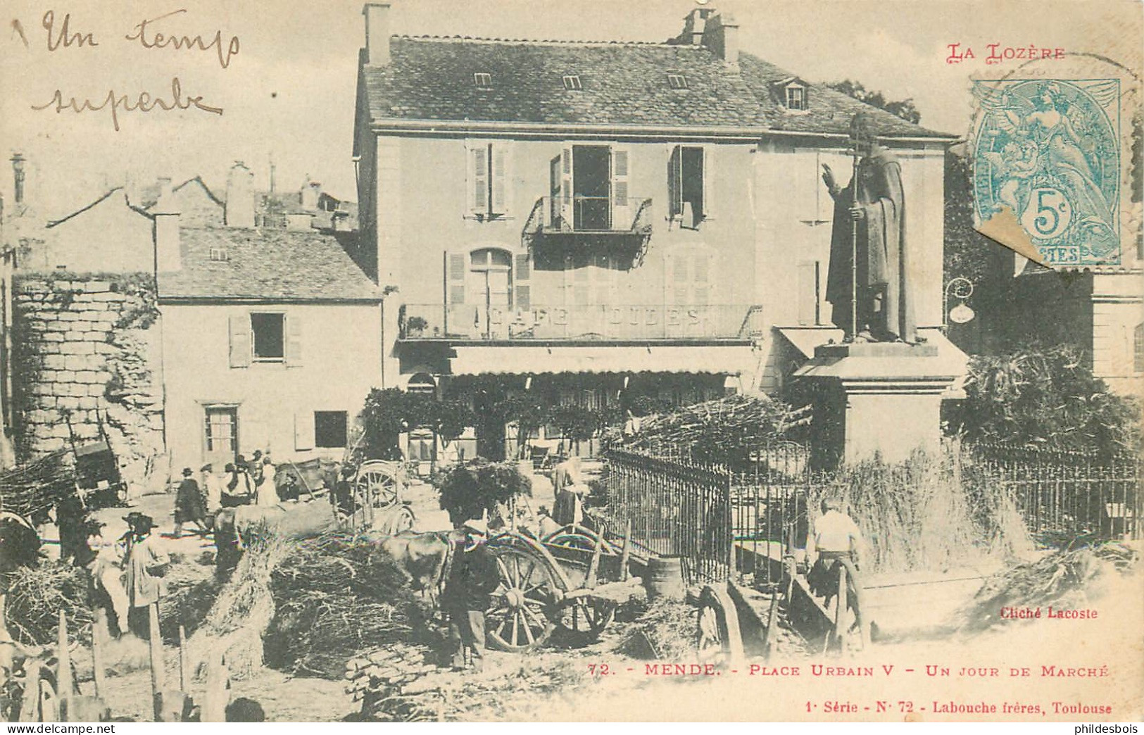 LOZERE  MENDE  Place Urbain  Un Jour De Marché - Mende