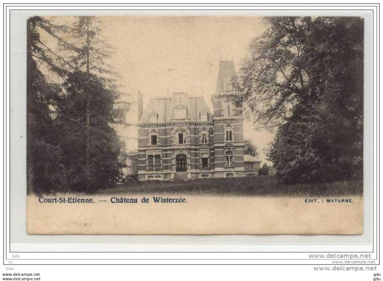 Court-St-Etienne ' Chateau Wisterzée ' Timbre Manquant Mais Oblitération 1903 Apparente - Court-Saint-Etienne