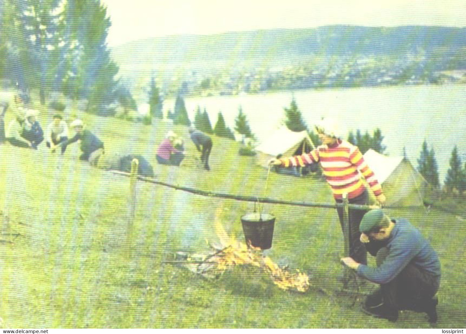 Soviet Union:Camping People, Fire, 1970 - Bergsteigen