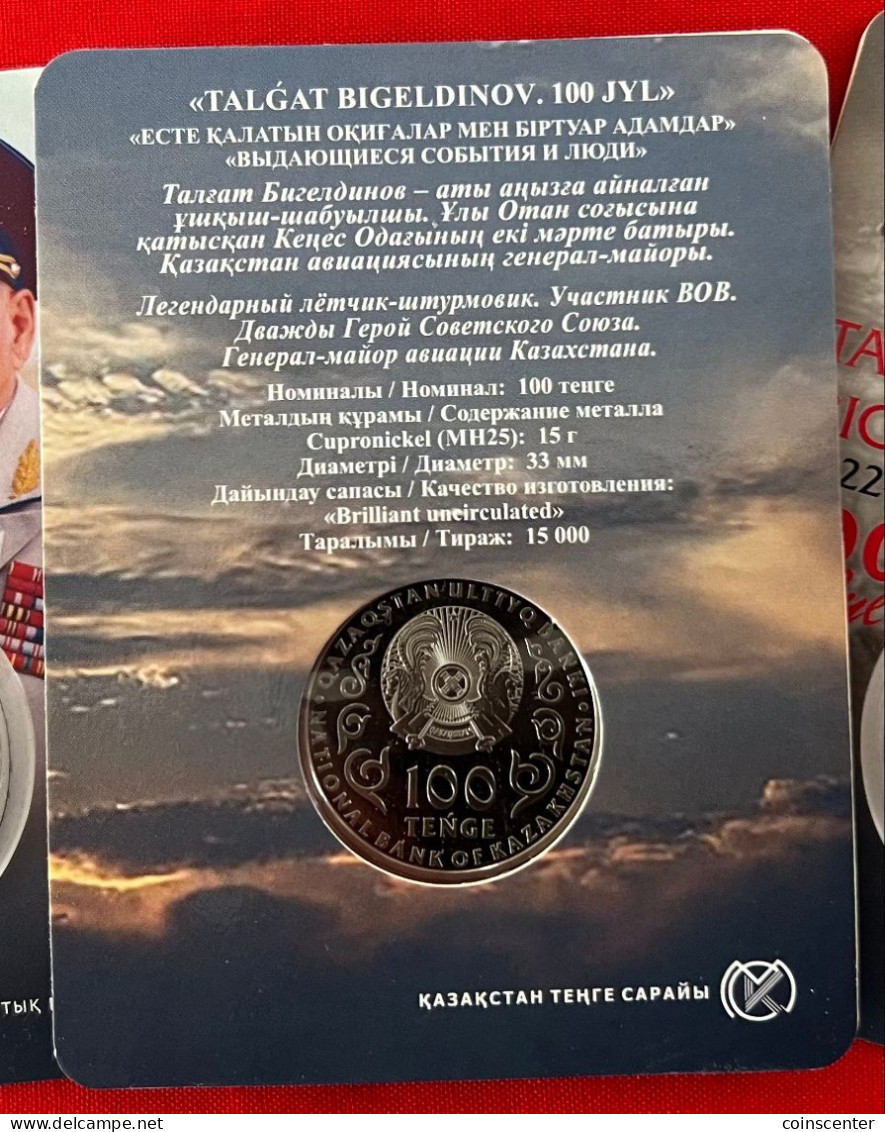 Kazakhstan 100 Tenge 2022 "Talgat Bigeldinov" CoinCard UNC - Kazachstan