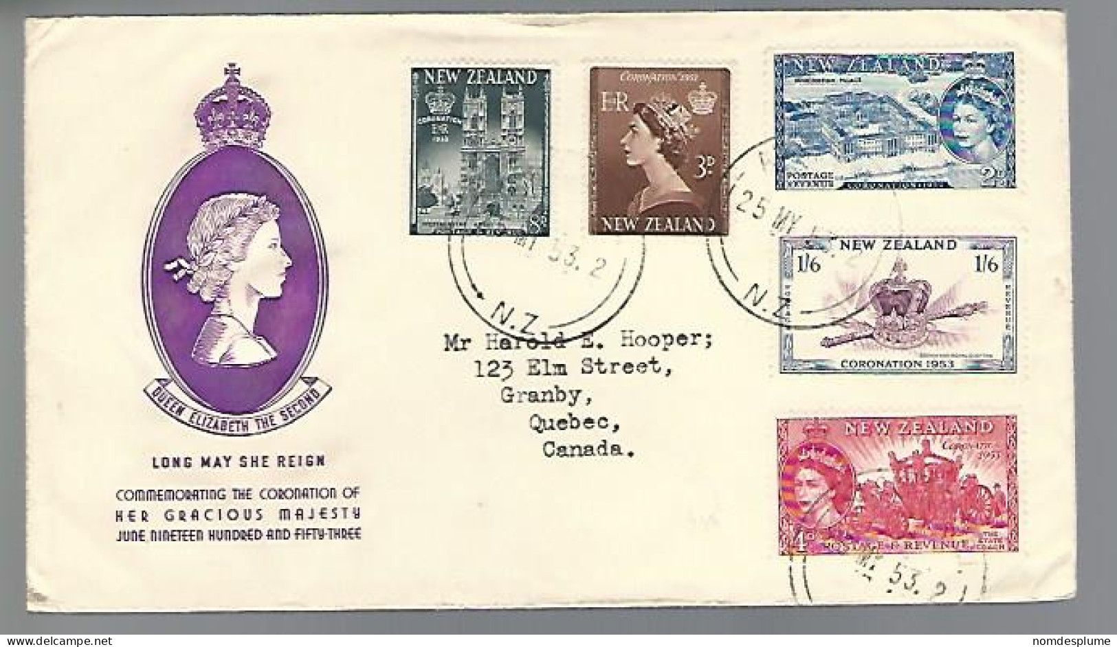 58092)  New Zealand Postmark Cancel 1953 To Canada - Cartas & Documentos