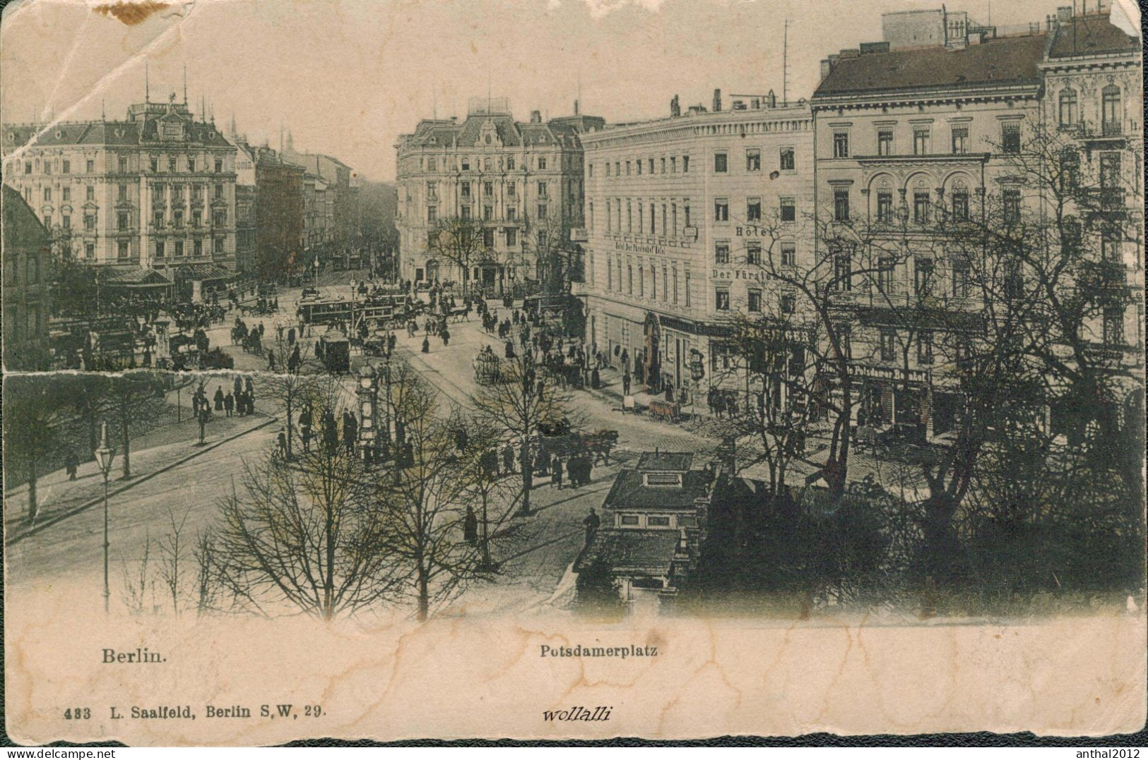 Rar Litho Berlin Potsdamer Platz 7.3.1906 Hotel Der Fürstenhof Potsdamer Bahnhof - Strassenbahnen