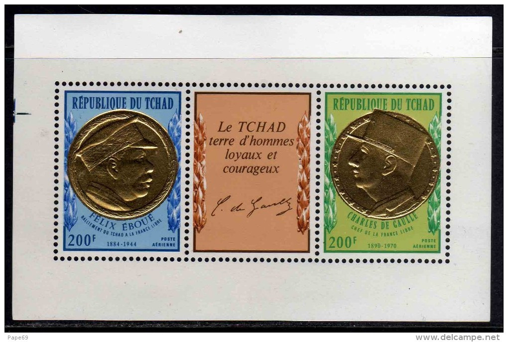 Tchad BF N° 7 XXGénéral De Gaulle Et Félix Eboué Le Bloc Sur Or Sans Charnière, TB - Tchad (1960-...)