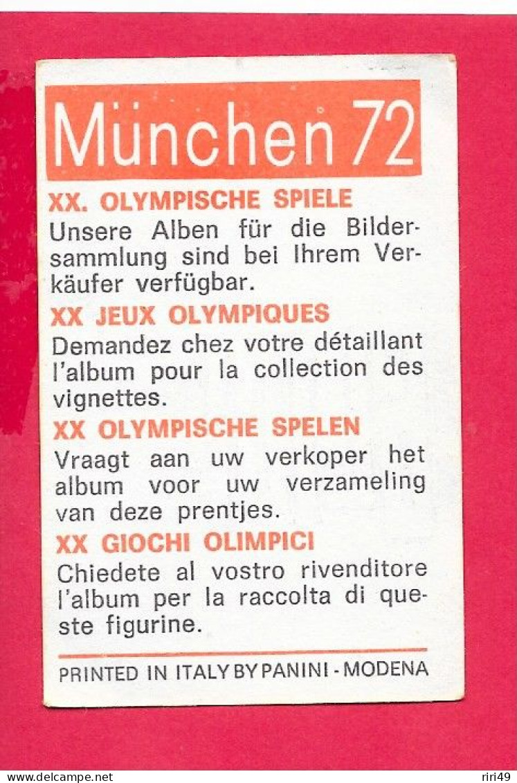 Panini Image, Munchen 72, Jeux Olympiques, XX, N°206 GAGNOTTO Italia, Italie ITA, Munich 1972 - Tarjetas