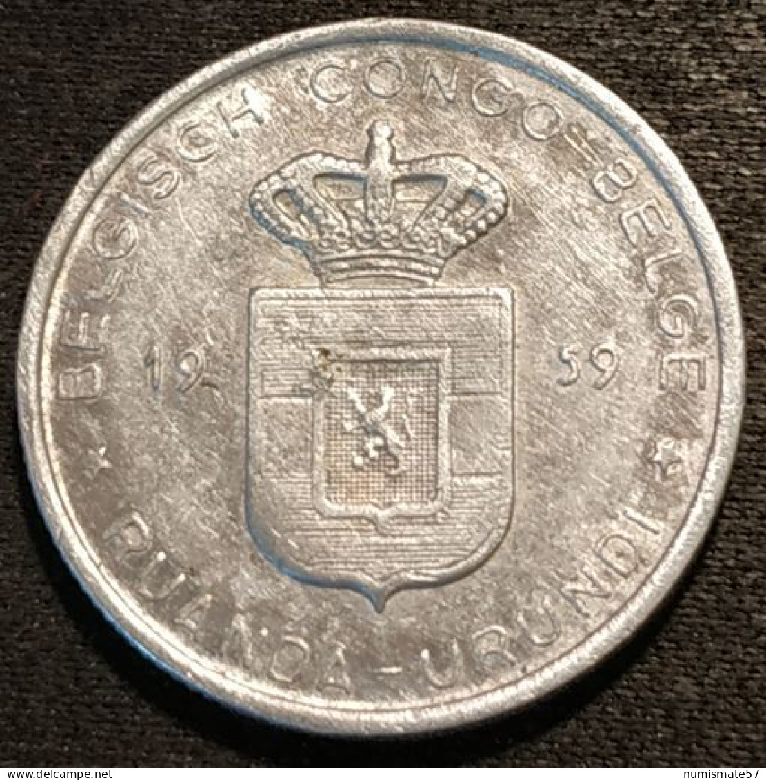 CONGO BELGE - 1 FRANC 1959 - RUANDA - URUNDI - KM 4 - 1951-1960: Baudouin I.