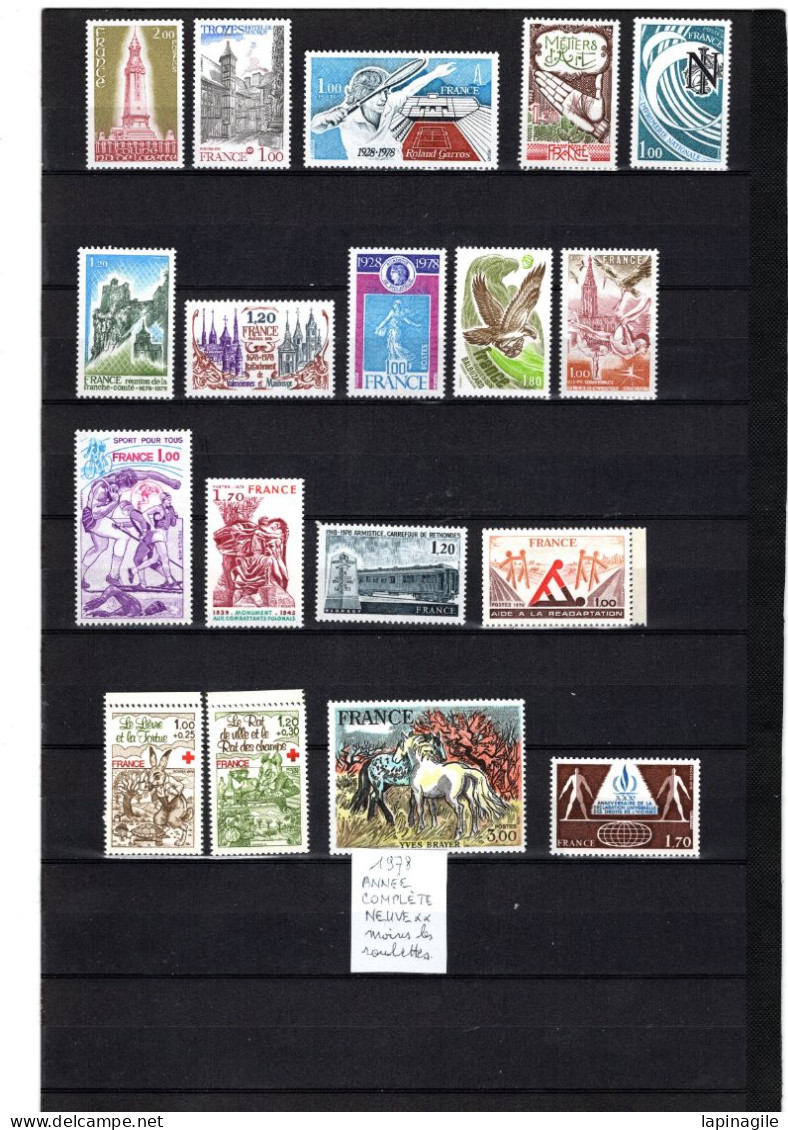 FR 1978 ANNEE COMPLETE NEUVE** MNH Sauf Les Roulettes - 1970-1979