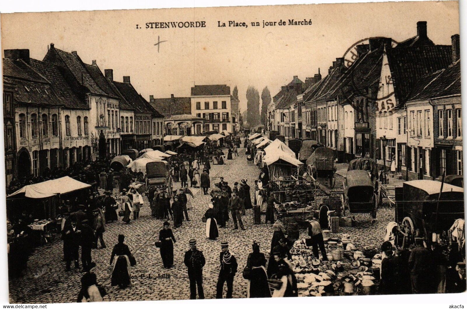 CPA AK STEENWORDE - La Place Un Jour De Marche (193343) - Steenvoorde