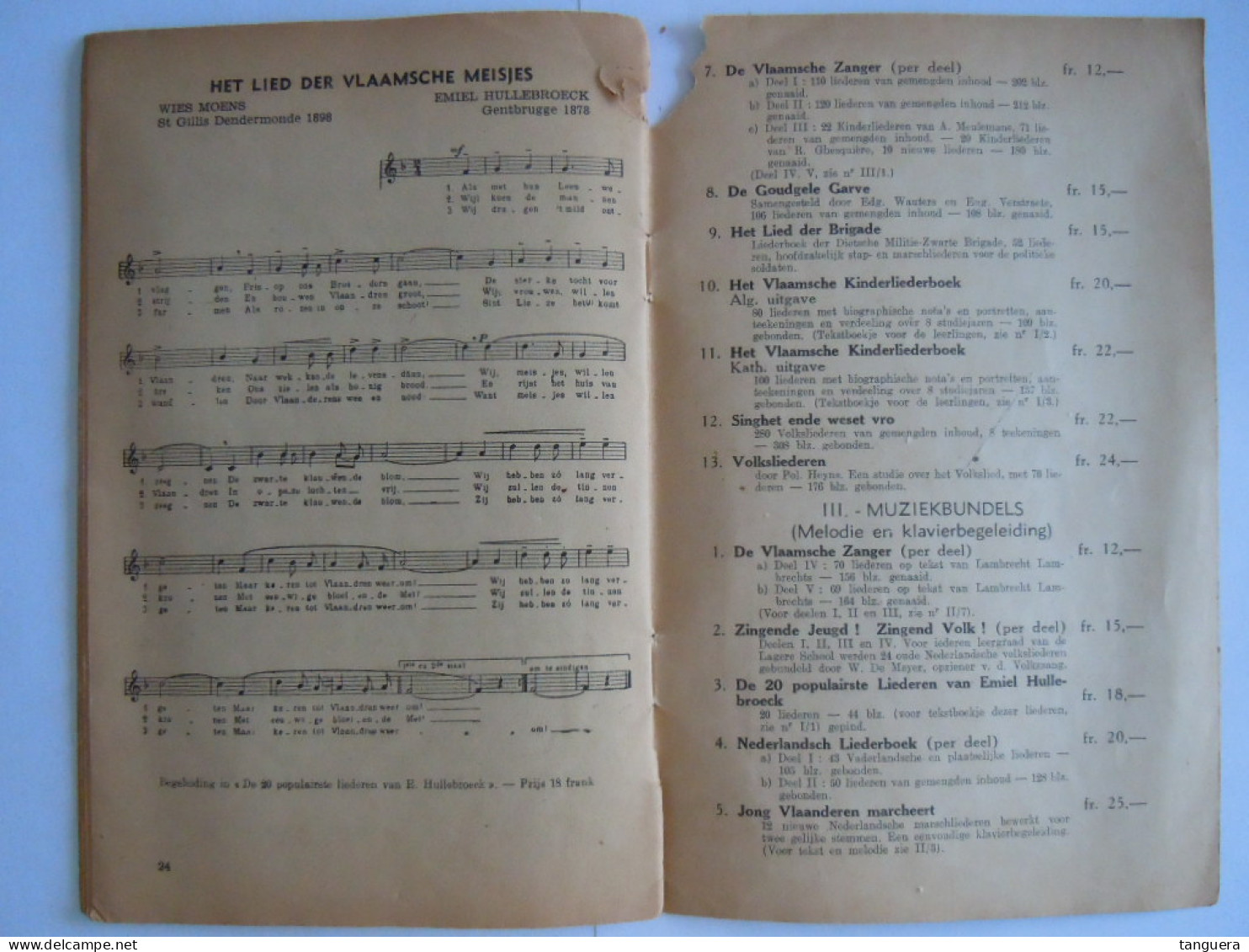 Hart En Geest Van Vlaanderen 24 Volksche Liederen Form. 14 X 21,5 Cm Tekening Kaft A. Panis Tekst + Noten - Canto (corale)