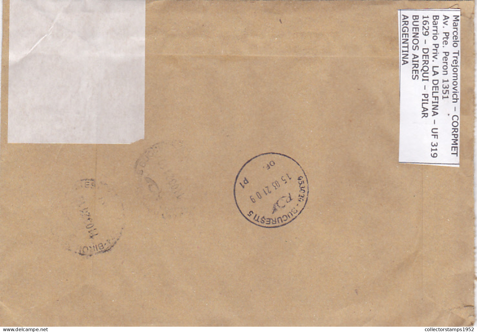 PIER, LANDSCAPES, FINE STAMPS ON REGISTERED COVER, 2021, ARGENTINA - Covers & Documents
