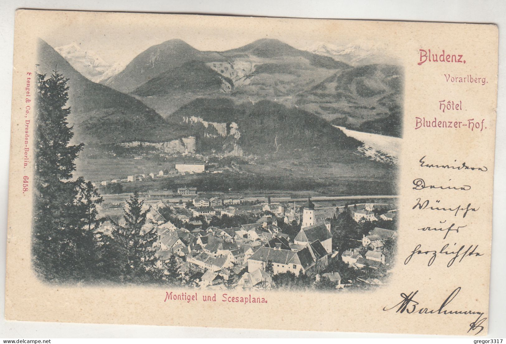 C8473) BLUDENZ - Vorarlberg - Montigel U. Scesaplana - HOTEL BLUDENZER HOF - 1901 - Bludenz