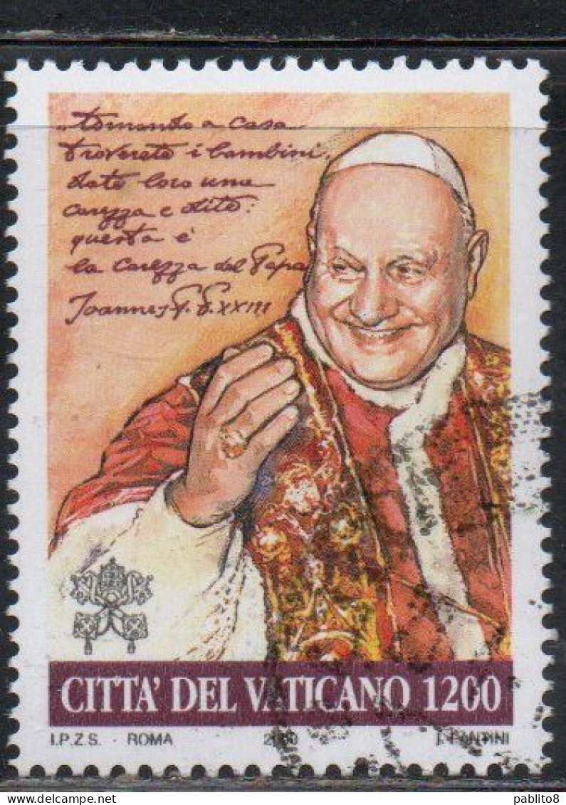 CITTÀ DEL VATICANO VATICAN VATIKAN 2000 PAPA GIOVANNI XXIII POPE JOHN 23th LIRE 1200 USATO USED OBLITERE' - Usati