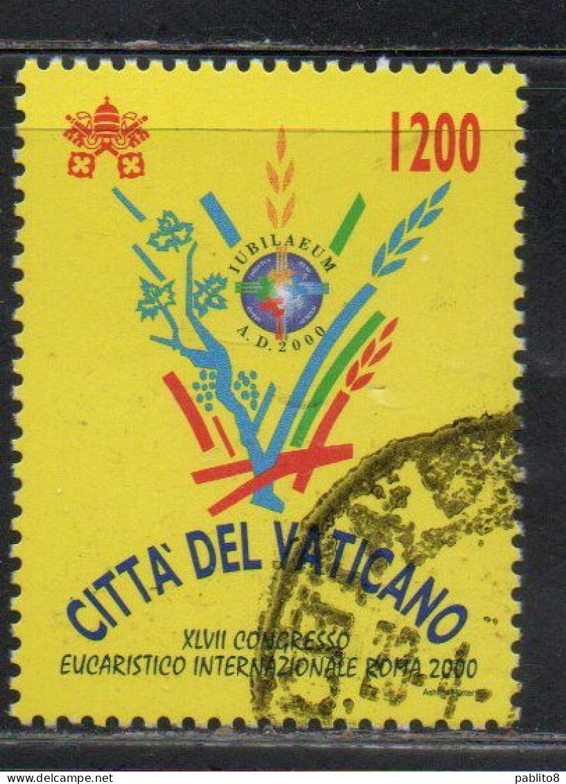 CITTÀ DEL VATICANO VATICAN VATIKAN 2000 CONGRESSO EUCARISTICO LIRE 1200 USATO USED OBLITERE' - Oblitérés