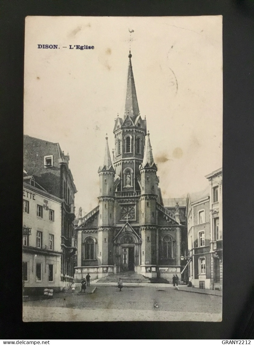 DISON «  L’ÉGLISE 1908 «  PANORAMA,ANIMÉE. - Dison