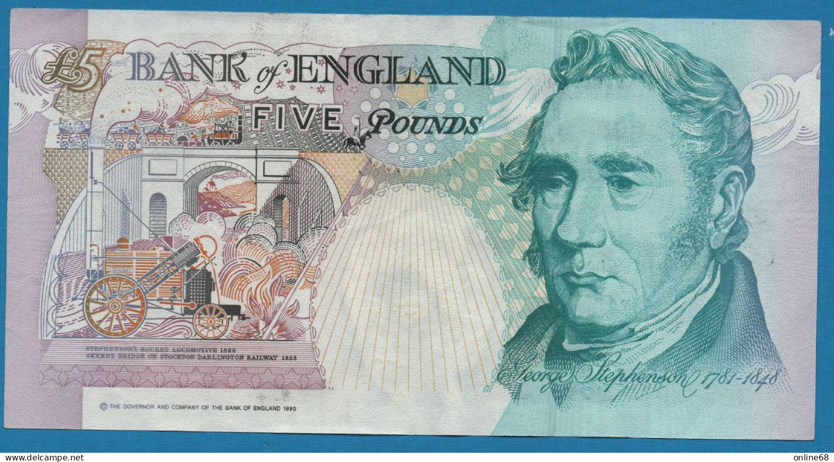 GREAT BRITAIN 5 POUNDS 1990 # CK14 119008 P# 382Aa Elizabeth II Signature: Kentfield - 5 Pond