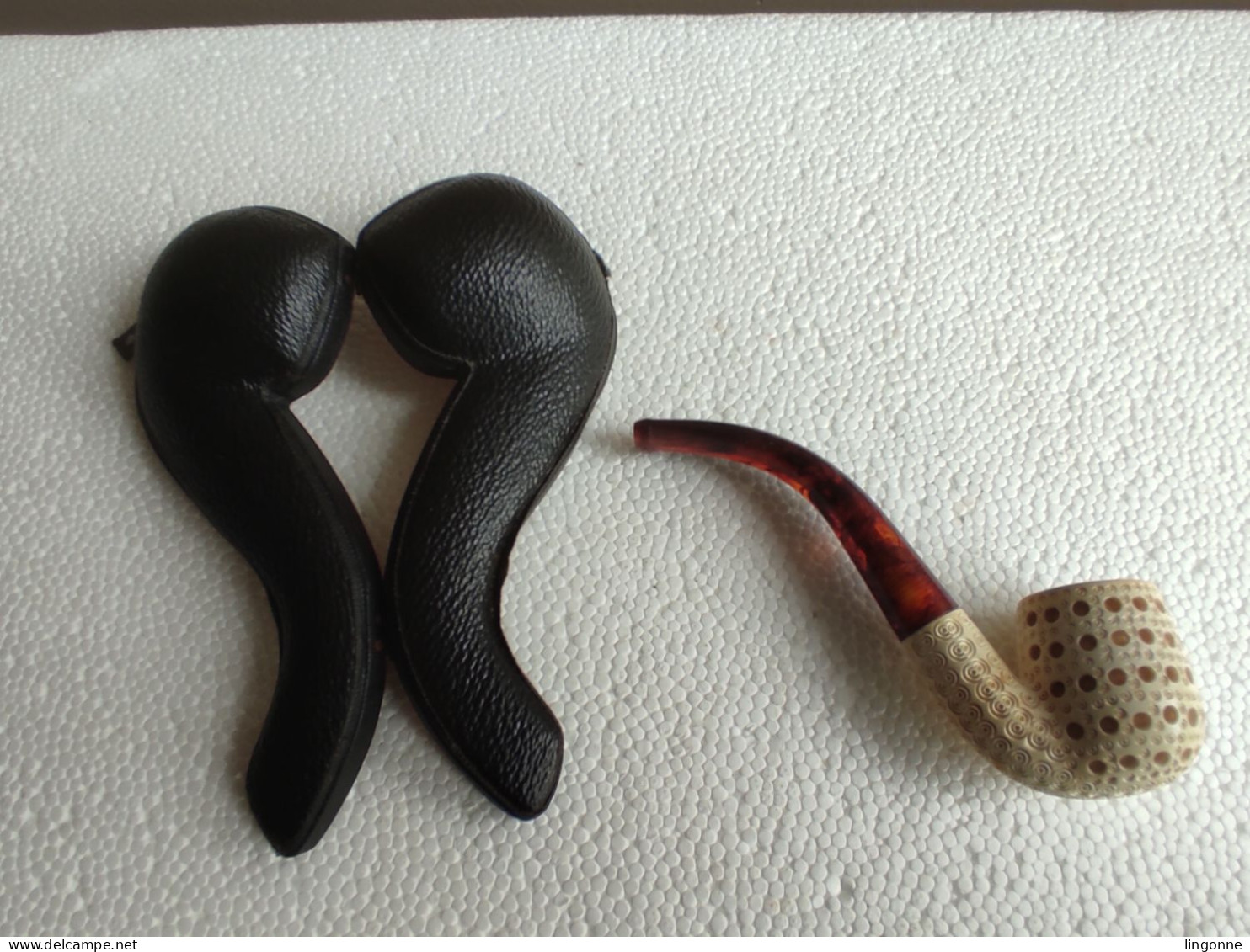 PIPE En écume De Mer Bloc Sculpté à La Main SMS Avec étui Ajusté Fabriqué En Turquie Poids : 53 Grammes - Meerschaum Pipes